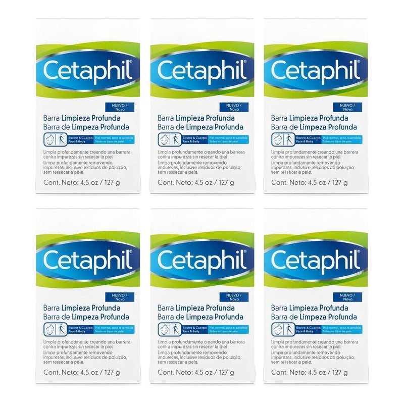 Jabon Corporal En Barra, Cetaphil, 6 Pzs De 127g C/u