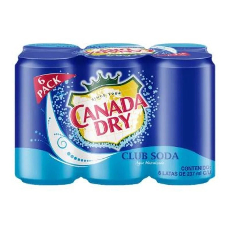 Agua Mineral Canada Dry Club Soda 6 Latas De 237ml (1 Paq)