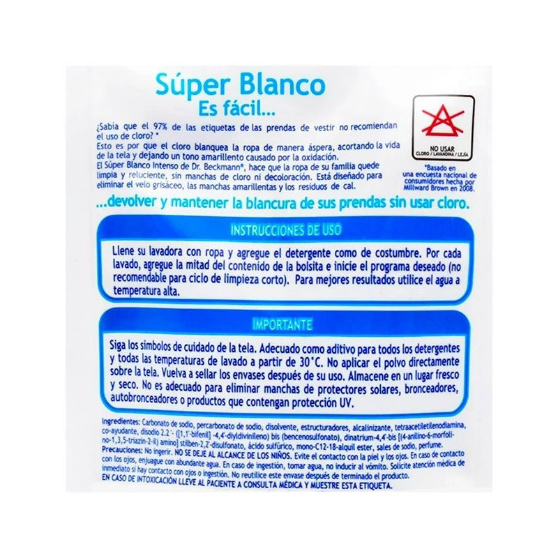 Detergente Súper Blanco Dr. Beckmann 3 Sobres  De 80 G