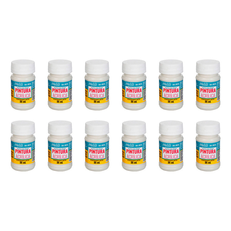 Pintura Acrílica Alta Calidad Color Gris Perla 12 Pz De 35ml Gris Perla