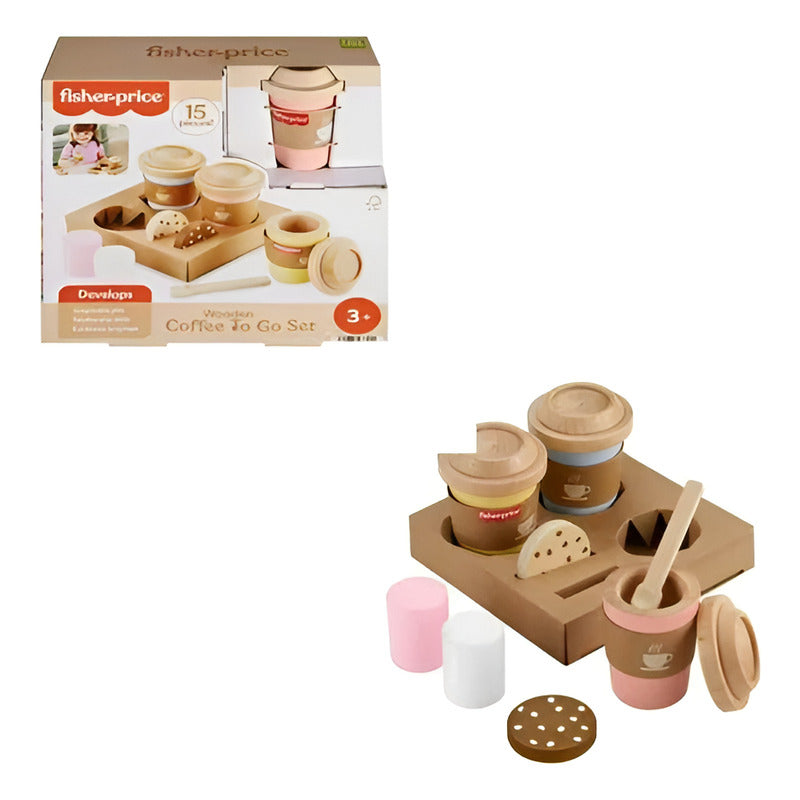 Juguete Bebé Fisher Price Set Mi Primer Capuchino D Madera Beige