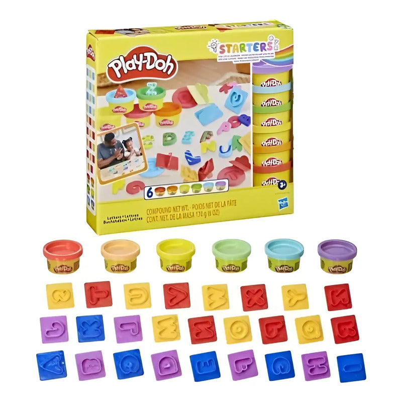 Set De Masas Hasbro Play-doh E8532 Fundamentals Letras Con 26 Sellos Y 6 Latas Multicolor