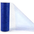 Tul Azul Con Diamantina 15cm 5m Azul Rayas