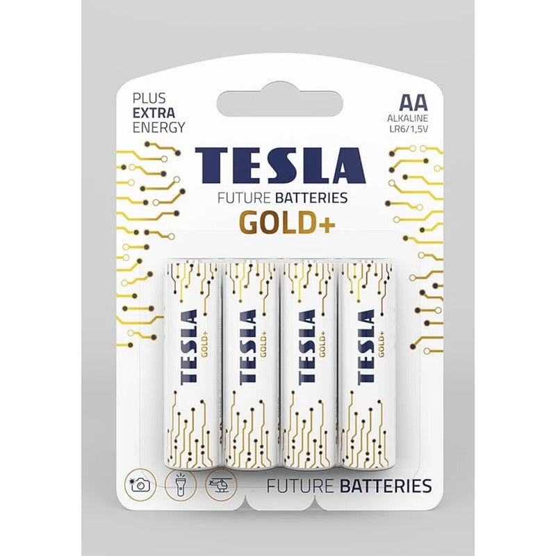 Pilas Aa Tesla Gold+ Alcalinas Paquete 4 Piezas 1.5v