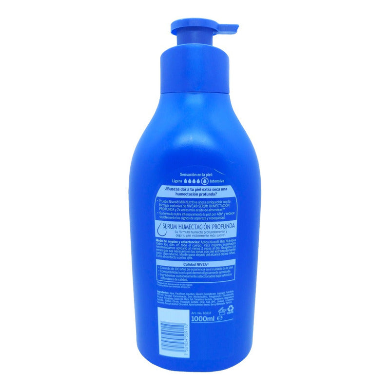 Nivea Milk Nutritiva Crema Corporal 1 L Nutrición Para Piel Extra Seca