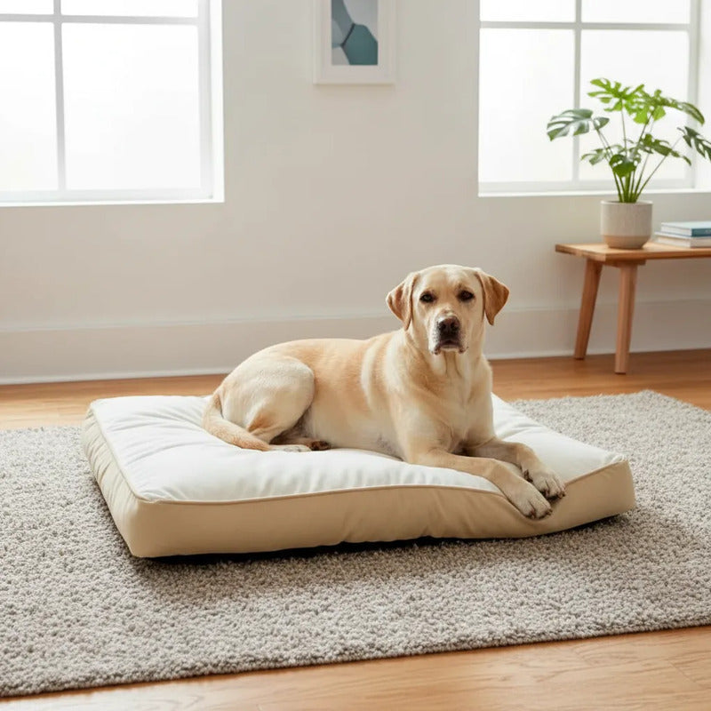 Cama Rectangular Extendida Color Café Para Perro, Grande Marrón Claro Cuadrado