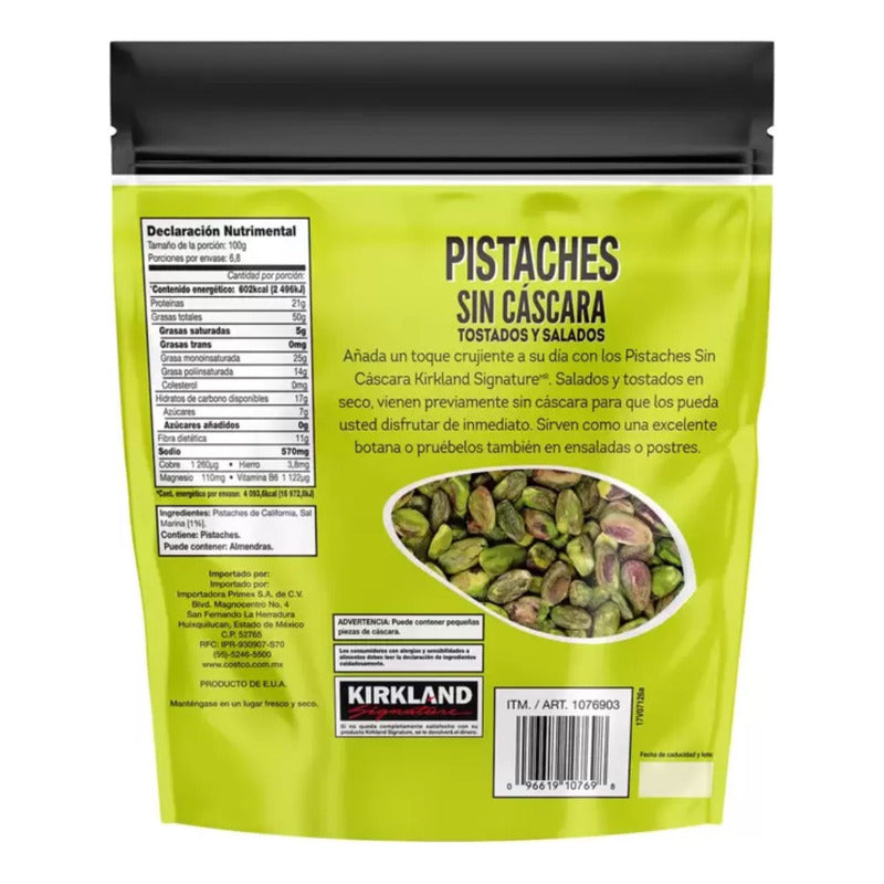 Pistaches Sin Cáscara Tostados Y Salados Kirkland 680 G