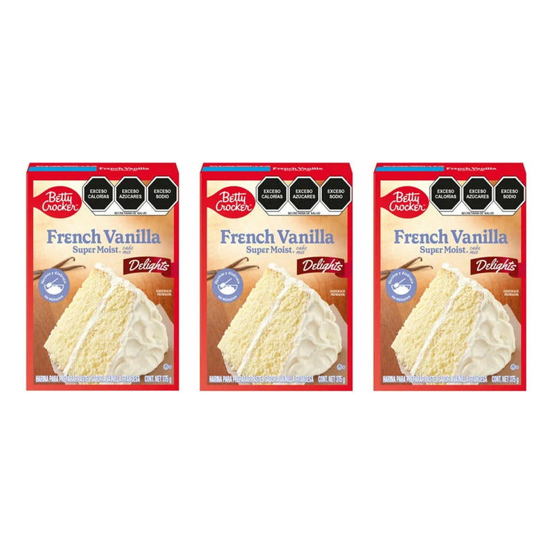 Harina Para Pastel Betty Crocker Vainilla  375 G (3 Piezas)