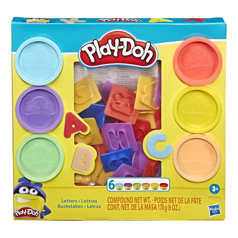 Set De Masas Hasbro Play-doh E8532 Fundamentals Letras Con 26 Sellos Y 6 Latas Multicolor