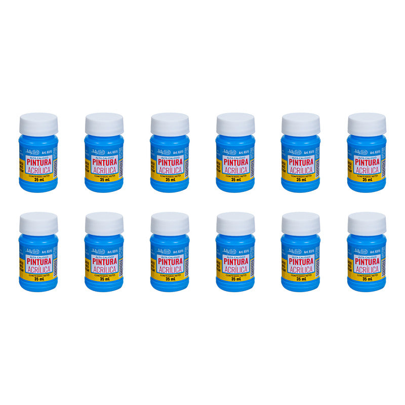 Pintura Acrílica Altacalidad Color Azul Pacifico 12pz D 35ml Azul Pacífico