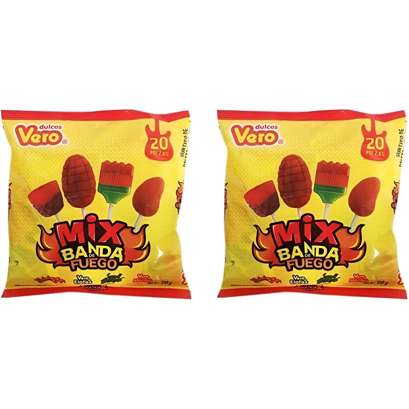 Paleta Dulces Vero Picosa Mix Fuego Caramelo 20 Unidades Pack 2