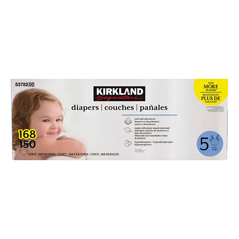 Pañales Unisex Etapa 5, Kirkland Signature, 168 Piezas Etapa 5 Sin Género