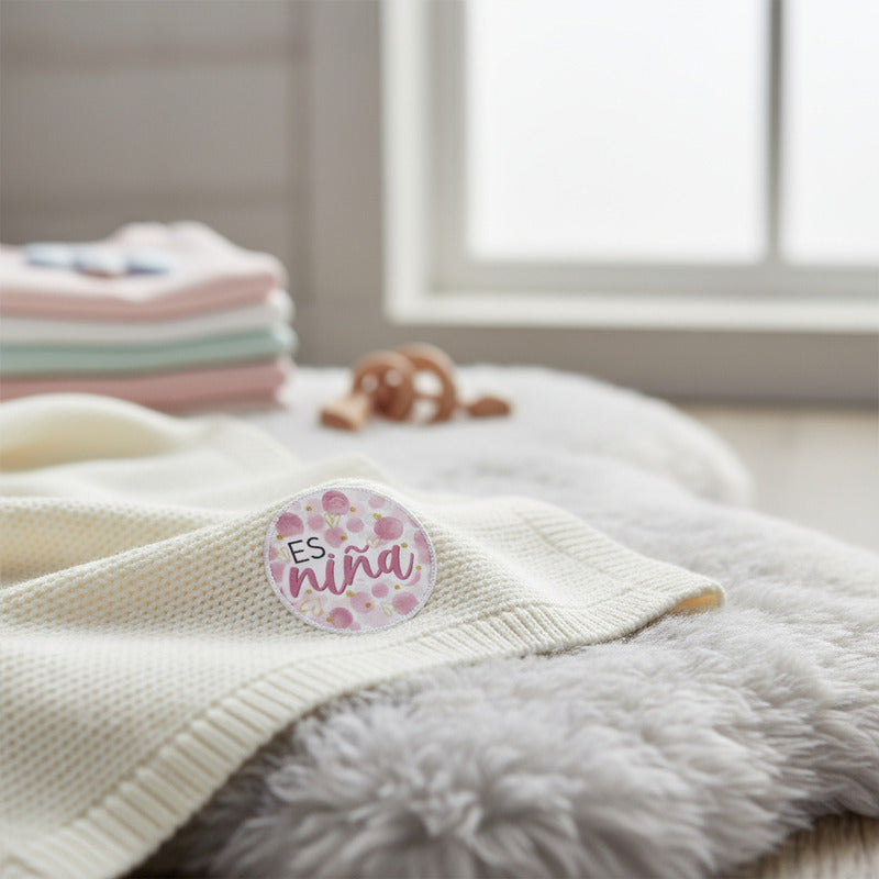 Etiqueta Rosa Para Baby Shower Es Niña De 4.5x4.5cm 12 Pz Rosa