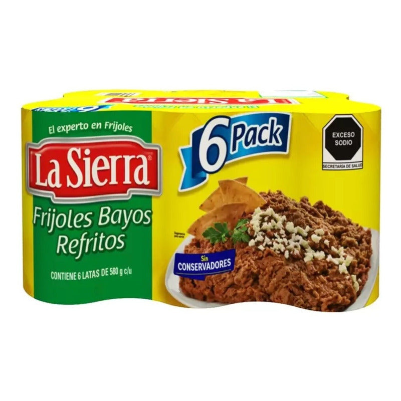 La Sierra Frijoles Bayos Refritos 6 Pzas De 580 G