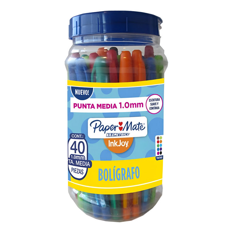 Bolígrafos Paper Mate Kilométrico Inkjoy 40 Pzas Multicolor