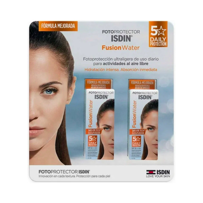 Fotoprotector Isdin Fusion Water  Fps 50 2 Pzas De 50 Ml C/u