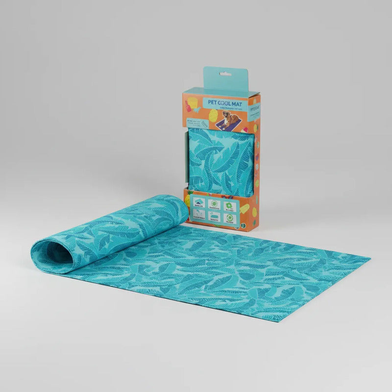 Tapete Con Gel Patrón Tropical Para Perro, Grande Turquesa