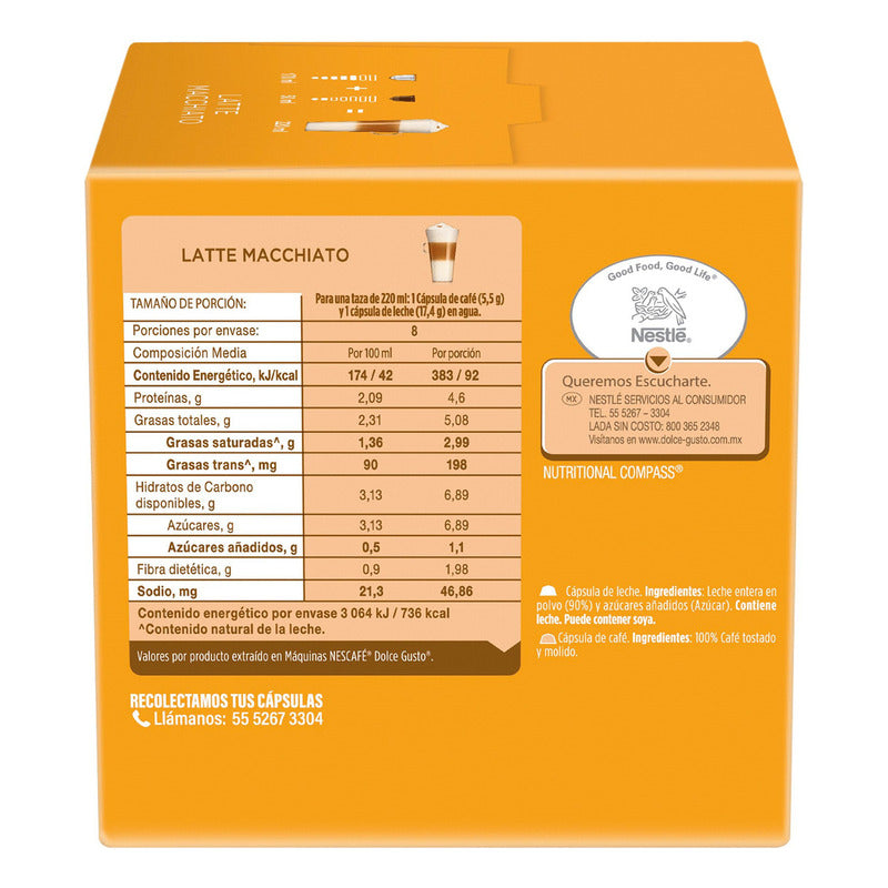 Cápsulas De Café Nescafé Dolce Gusto Latte Macchiato X16 Und