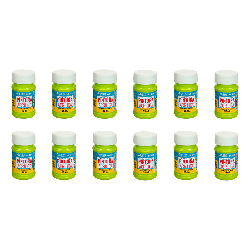 Pintura Acrílica Alta Calidad Color Limón Claro 12 Pz D 35ml Limon Claro