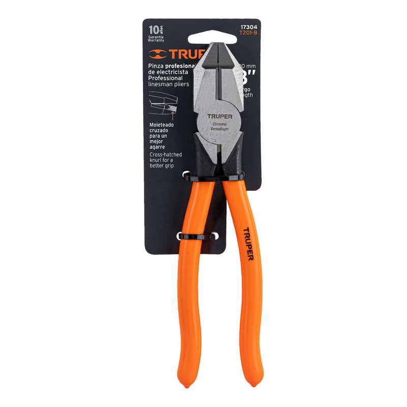 Pinza Para Electricista 8' Cabeza Cuadrada Mango Pvc, Truper