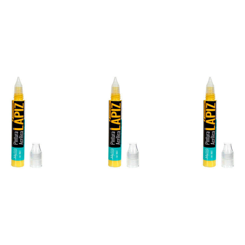 Pintura Acrílica En Lápiz Color Amarillo 3 Piezas De 30ml Amarillo