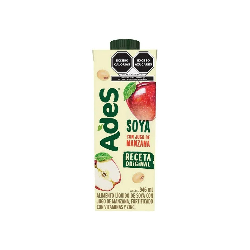 Alimento Líquido De Soya Ades Sabor Manzana 946 Ml 4pzs