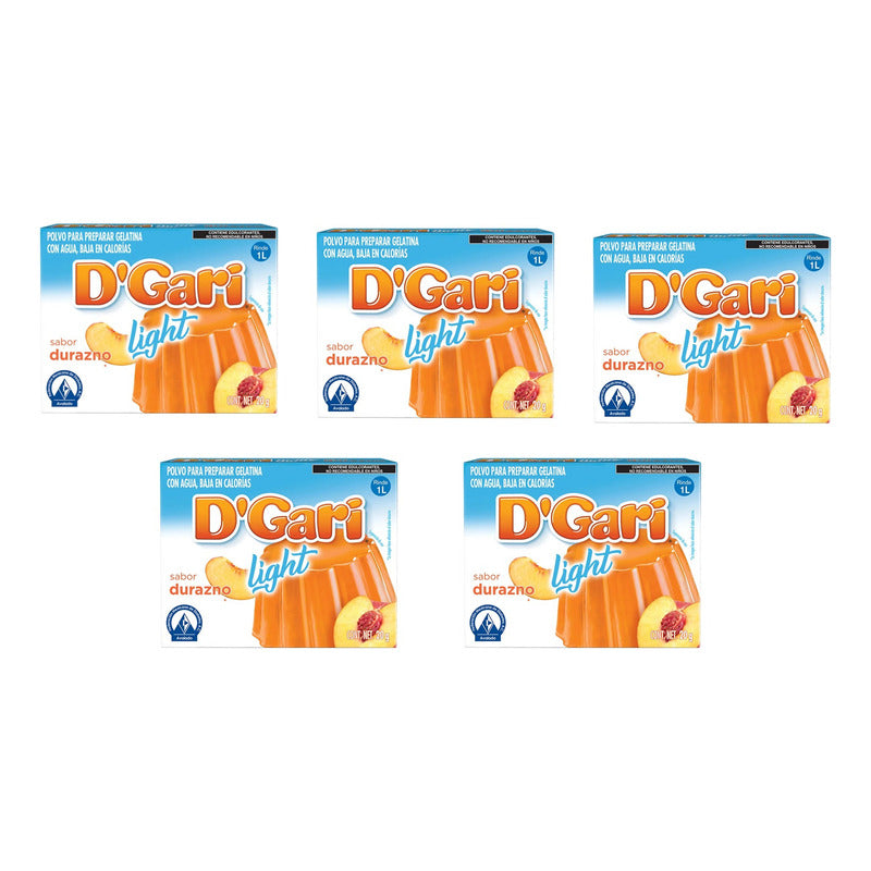 Gelatina D´gari Light Sabor Durazno 20 G (5 Piezas)