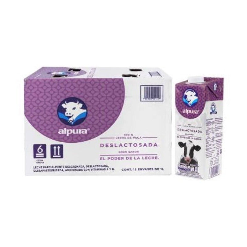 Leche Alpura Deslactosada 12 Piezas, 1 Litro