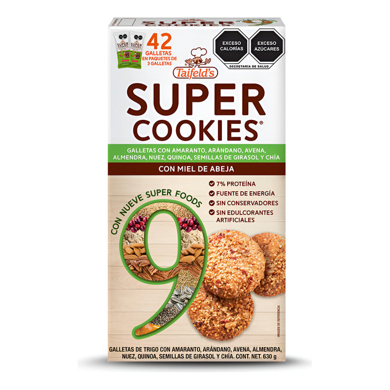 Galletas Taifeld's Super Cookies Con Arándano Y Miel 630g Sin Conservadores