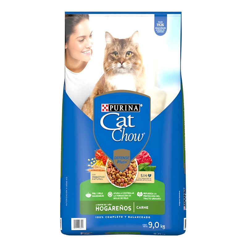 Alimento Cat Chow Defense Plus Hogareños Para Gato Adulto Sabor Carne De 9 Kg