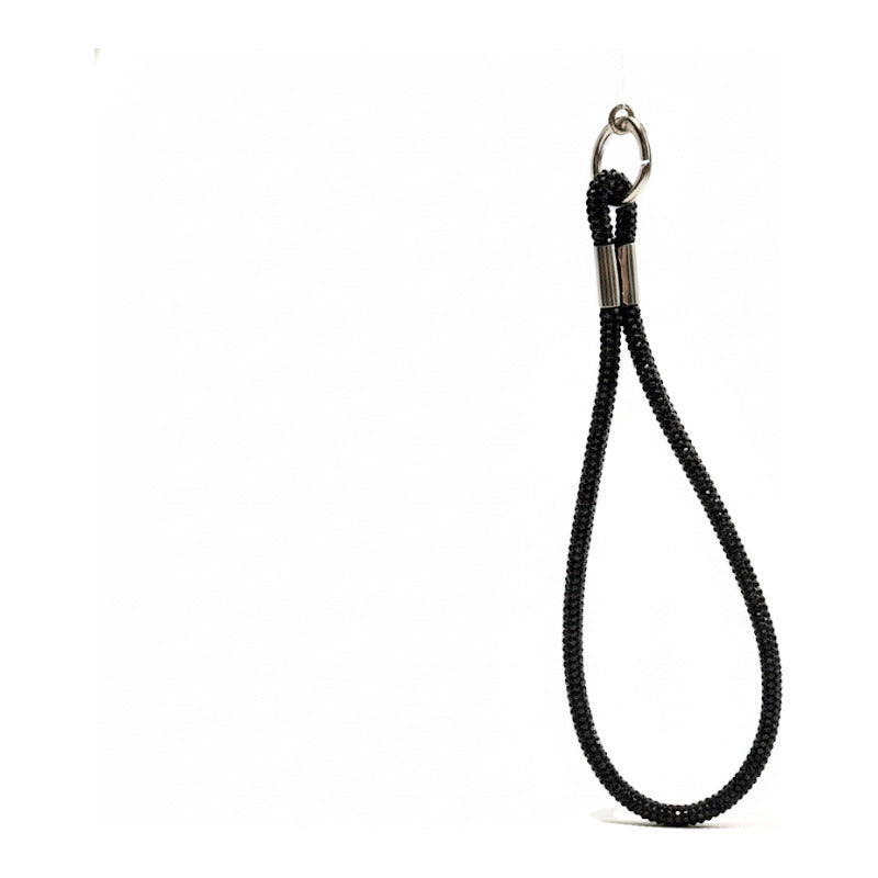 Cristal Correa Cordón Para Celular Corto Colgante Brilloso Negro