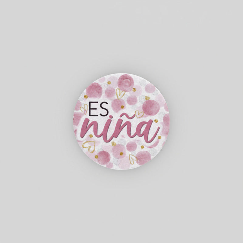 Etiqueta Rosa Para Baby Shower Es Niña De 4.5x4.5cm 12 Pz Rosa