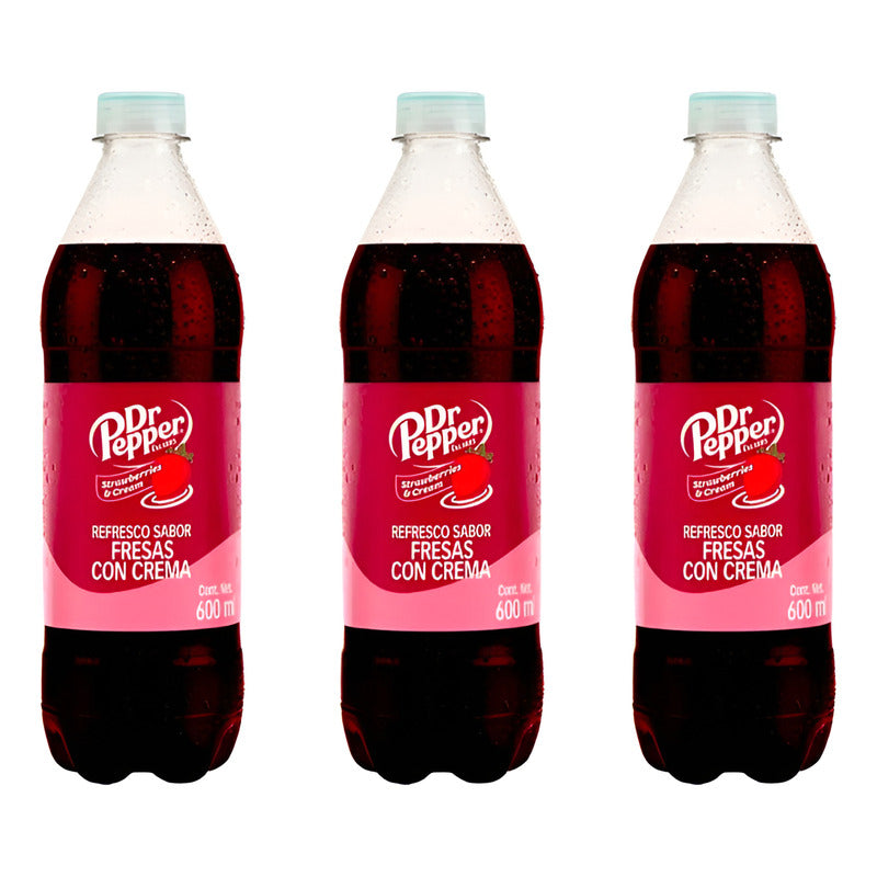 Refresco Dr Pepper Strawberries And Cream 3 Piezas De 600ml