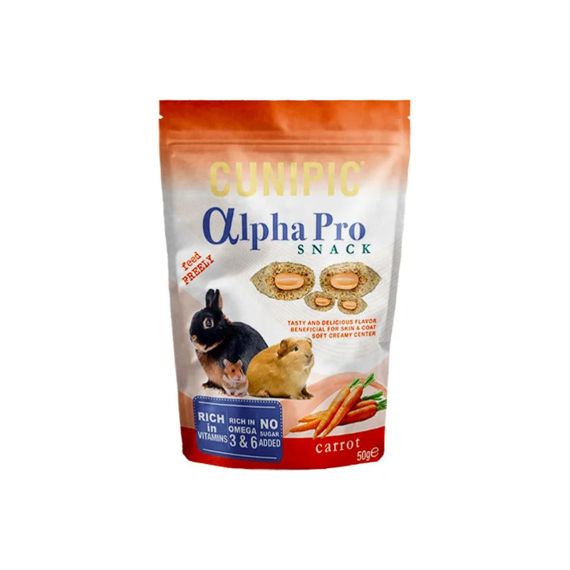 Cunipic Alpha Pro Premios De Zanahoria Peq. Mamíferos, 50 G