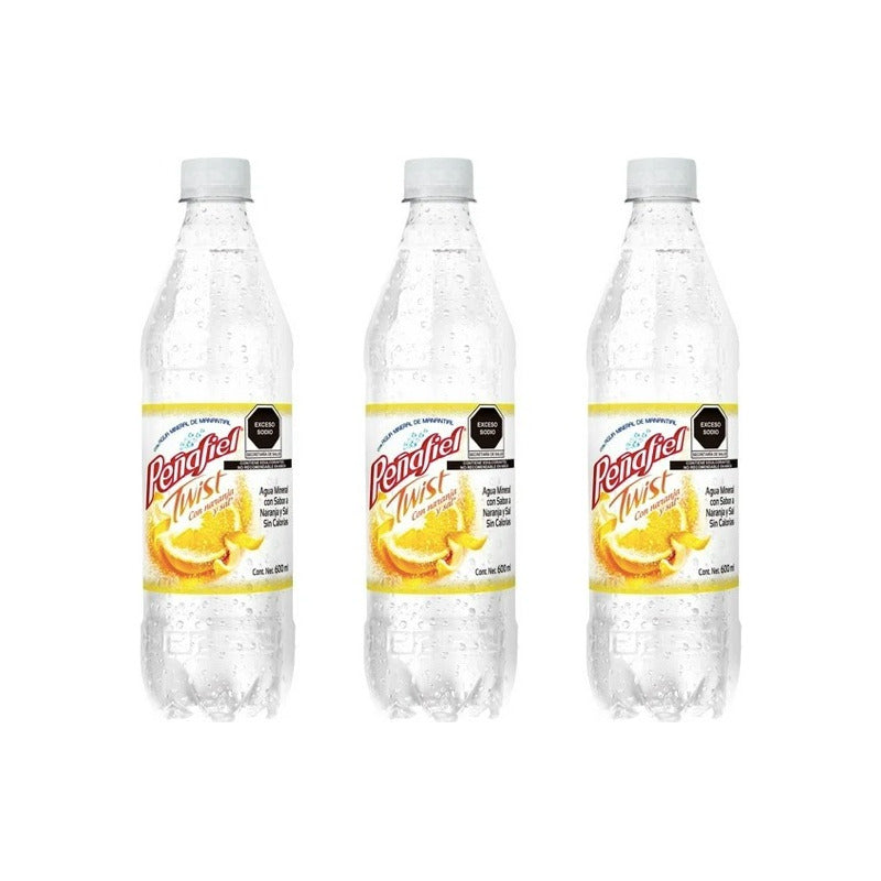 Agua Mineral Peñafiel Twist Toque Sal/naranja 9 Pz De 600ml
