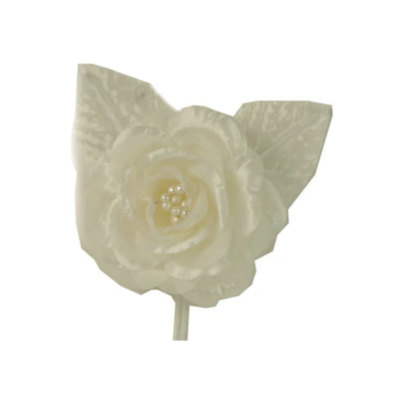 Flor Artificial Rosa Color Marfil De 5.5cm 9 Piezas Marfil