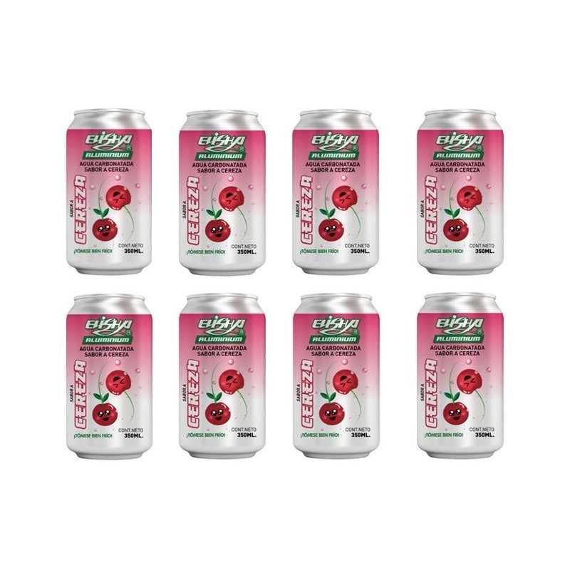 Agua Carbonatada Elisha Aluminium Sabor A Cereza 8 Pz