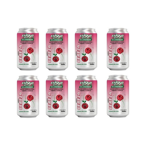 Agua Carbonatada Elisha Aluminium Sabor A Cereza 8 Pz