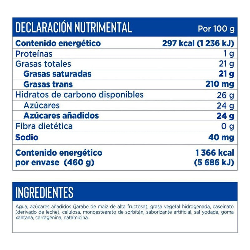 Crema Chantilly Top Cream Vainilla 460g (4pzas)