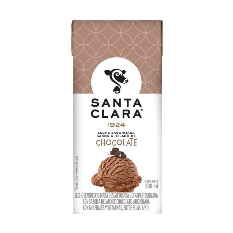 Leche Santa Clara Sabor Helado De Chocolate 200 Ml 24pzas
