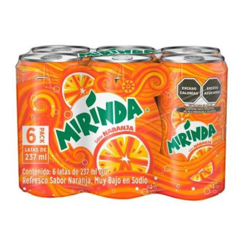 Refresco Mirinda Sabor Naranja 6 Latas De 237 Mlc/u
