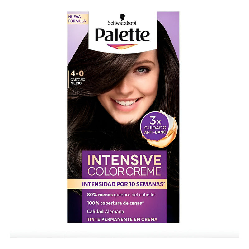 Tinte Para Cabello Palette 4-0 Castaño Medio 2 Pzas De 50ml 4-0 Castaño Medio