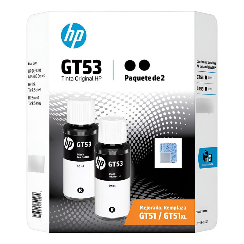 Botellas De Tinta Hp Negro Gt53 2 Pzas Negro