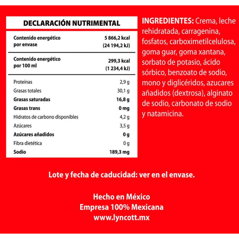 Crema Para Batir Lyncott 980ml (1pza)