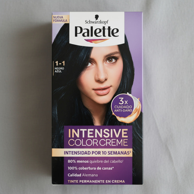 Tinte Para Cabello Palette 1-1 Negro Azul 2 Piezas De 50ml 1-1 Negro Azul