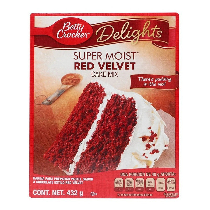 Harina Para Pastel Red Velvet Betty Crocker 342g (4piezas)
