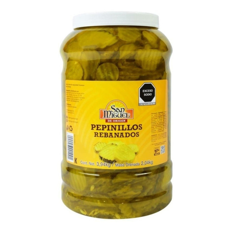 Pepinillos Agrios San Miguel Ondulado Y Rebanado 3.94 Kg