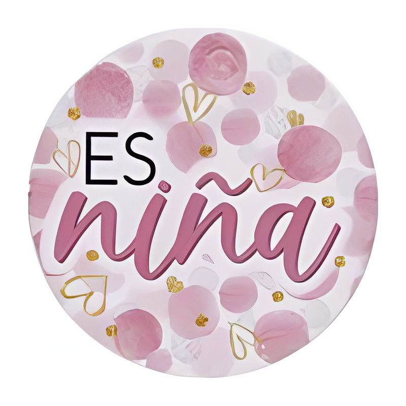 Tarjetas Para Baby Shower Es Niña De 3.5x3.5cm 48 Piezas Rosa