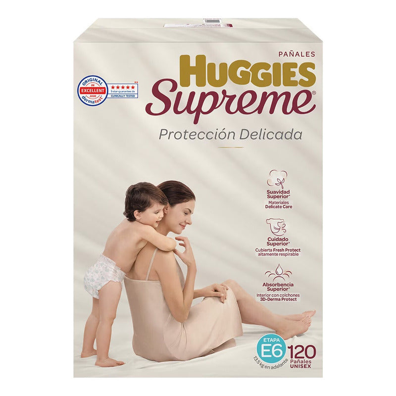Pañales Huggies Supreme Etapa 6 Para Niño. Caja 120 Piezas Xxg Sin Género