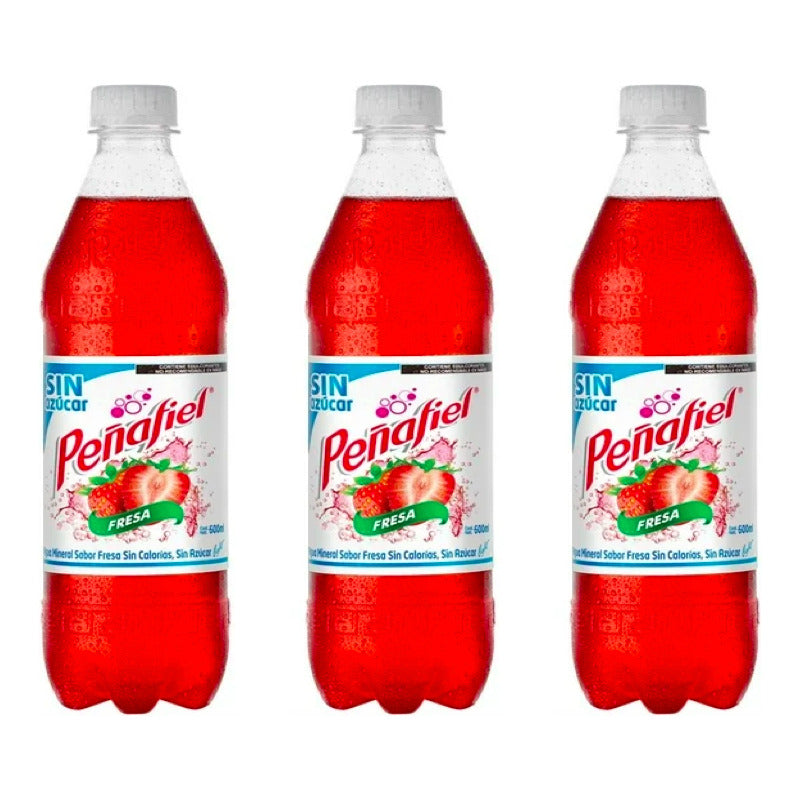 Agua Peñafiel Sin Azúcar Sabor Fresa 12 Piezas De 600ml